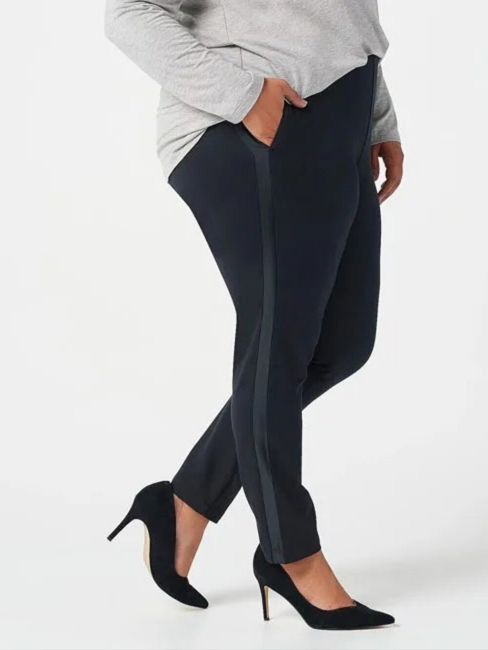 J Jason Wu Tuxedo Style Stretch Dress Pants, Black 20W